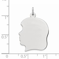 Sterling Silver Rhod-plate Eng. Girl Polished Front Satin Back Disc Charm view 3