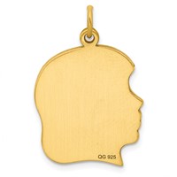 Sterling Silver GP Engravable Girl Polished Disc Charm view 4