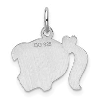 Sterling Silver Rhod-plate Pink Enamel Right Facing Girl Head Disc Charm view 4