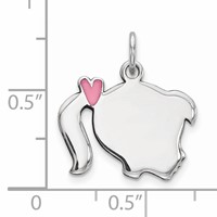 Sterling Silver Rhod-plate Pink Enamel Right Facing Girl Head Disc Charm view 3