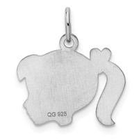 Sterling Silver Rhod-plate Purple Enamel Right Facing Girl Head Disc Charm view 4
