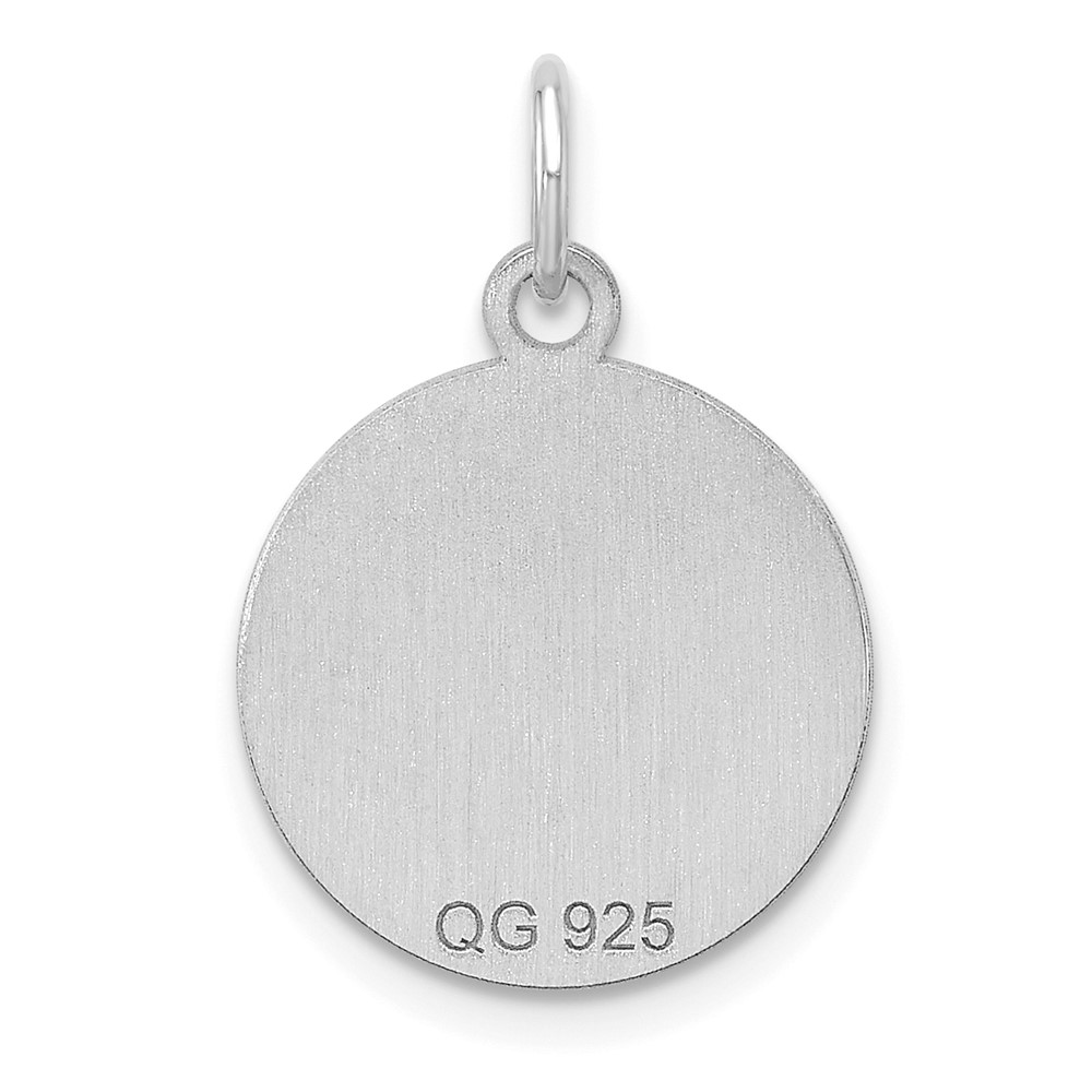 SS Rh-plt Engraveable Round Polished Front/Satin Back Disc Charm (QM539/35)