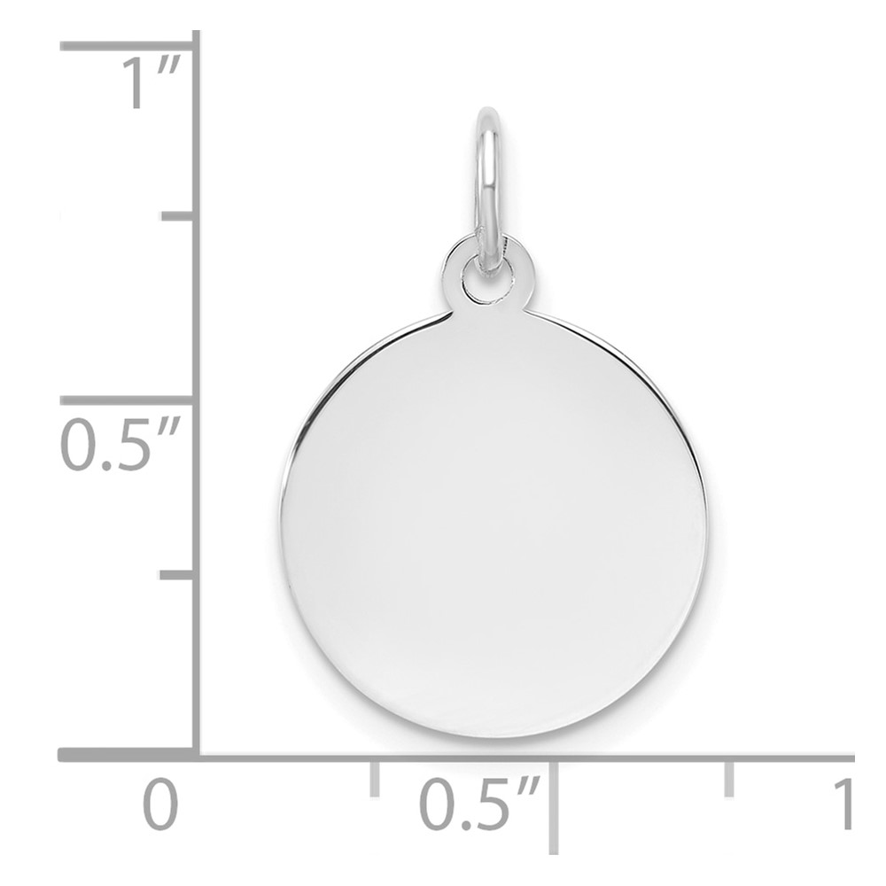 Sterling Silver Rh-plt Engraveable Round Polished Front/Back Disc Charm (QM539/35P)