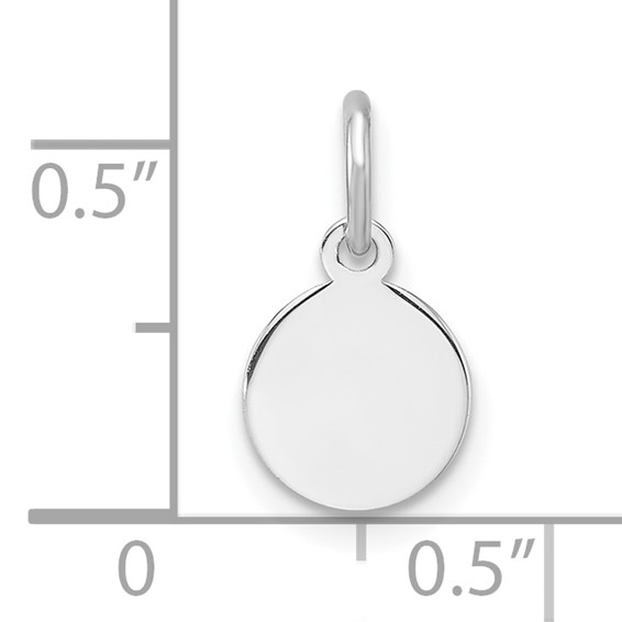 Sterling Silver Rh-plt Engraveable Round Polished Front/Back Disc Charm