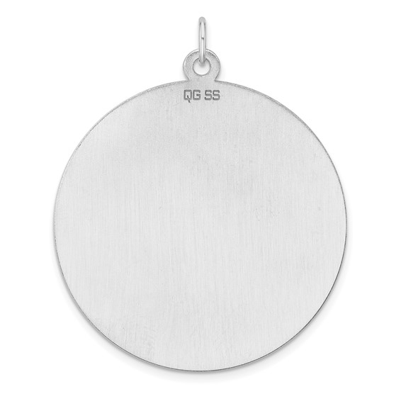 Sterling Silver Rhod-plated Eng. Rnd Polish Front/Satin Back Disc Charm