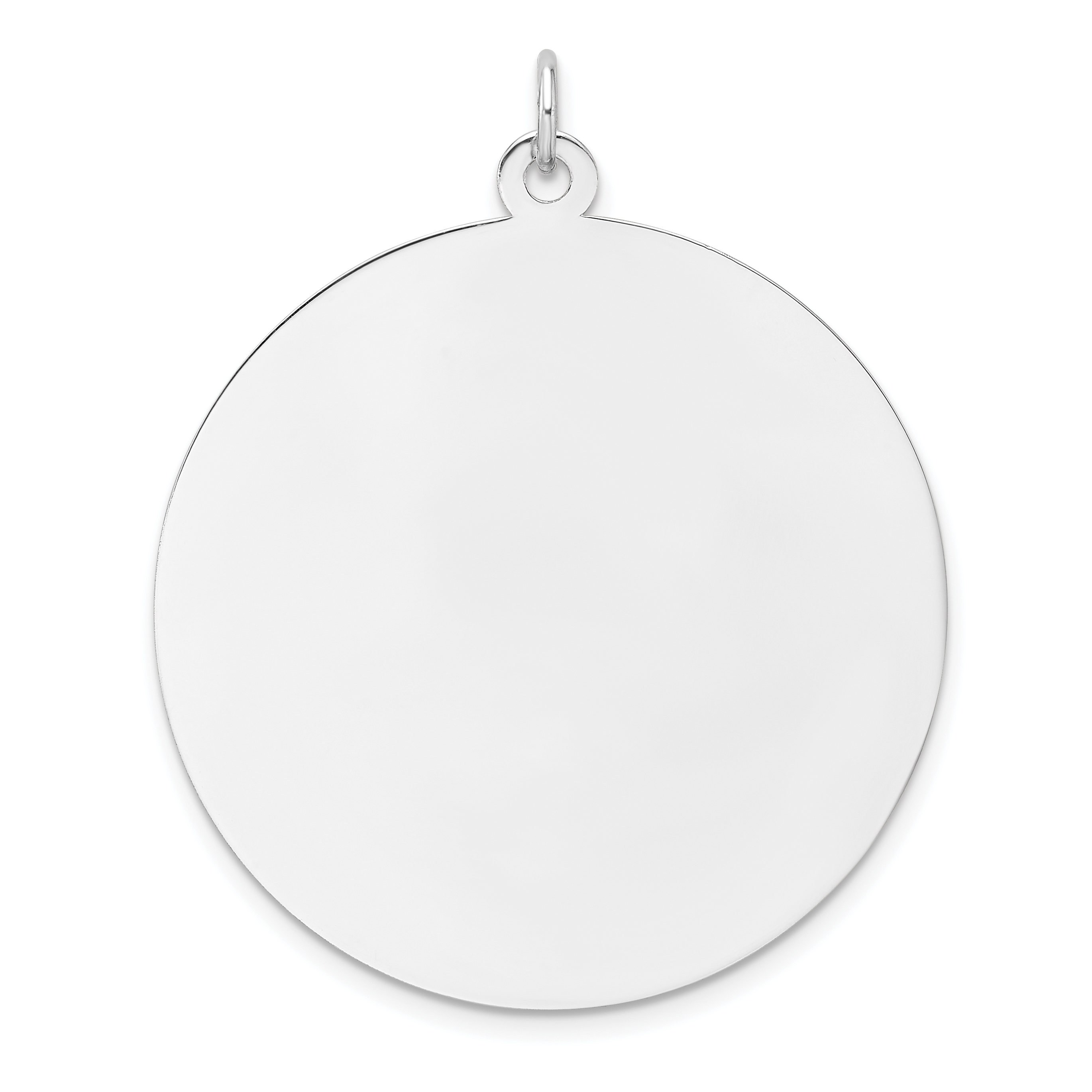 Sterling Silver Rhod-plated Eng. Rnd Polish Front/Satin Back Disc Charm (QM541/35)
