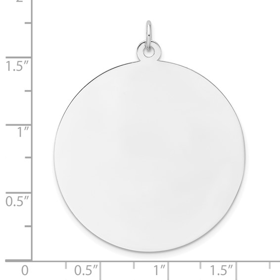 Sterling Silver Rhod-plated Eng. Rnd Polish Front/Back Disc Charm