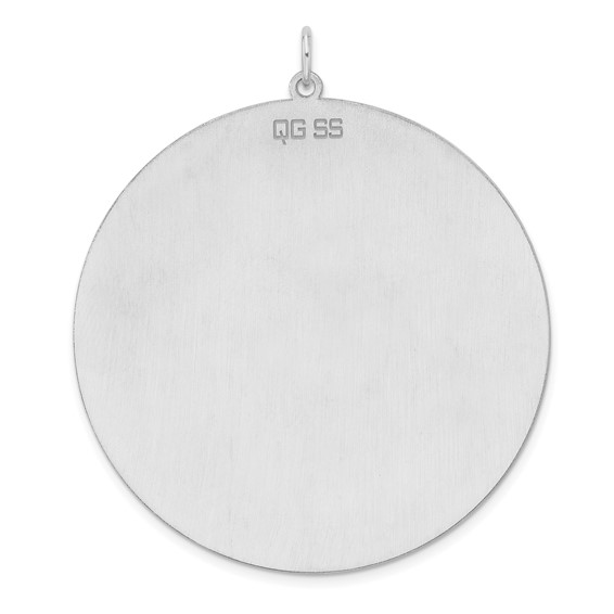 Sterling Silver Rhod-plated Eng. Rnd Polish Front/Satin Back Disc Charm