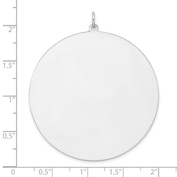 Sterling Silver Rhod-plated Eng. Rnd Polish Front/Back Disc Charm