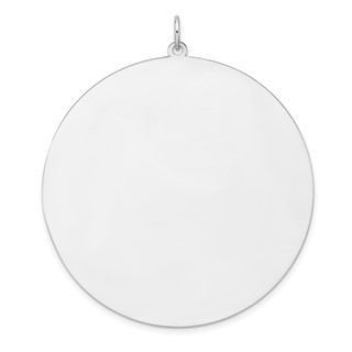 Sterling Silver Rhod-plated Eng. Rnd Polish Front/Back Disc Charm