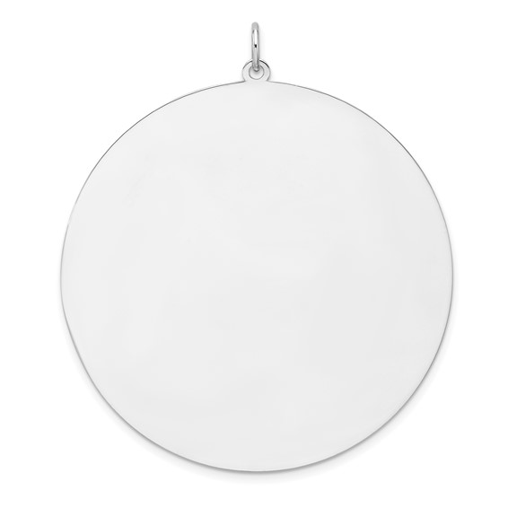 Sterling Silver Rhod-plated Eng. Rnd Polish Front/Back Disc Charm