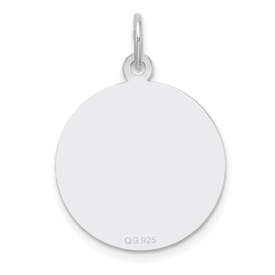 Sterling Silver Rhod-plated Eng. Rnd Polish Front & Back Disc Charm