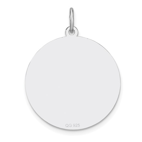 Sterling Silver Rhod-plated Eng. Rnd Polish Front/Back Disc Charm