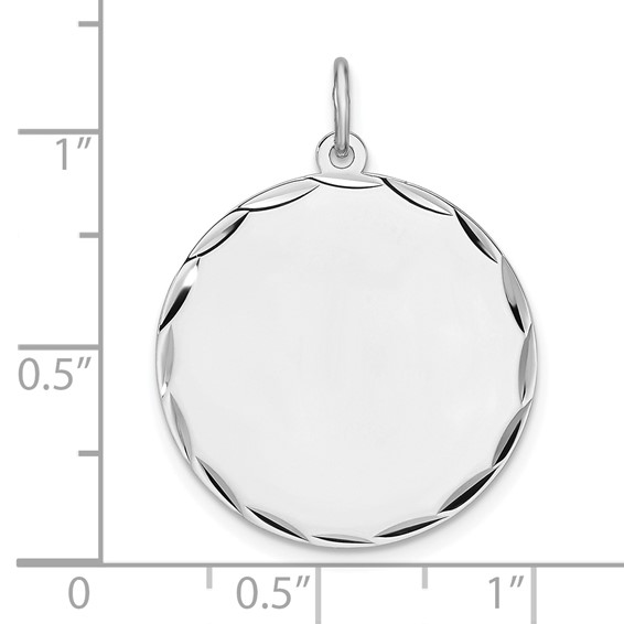 Sterling Silver Rhod-plated Eng. Rnd Polish Front/Back Disc Charm