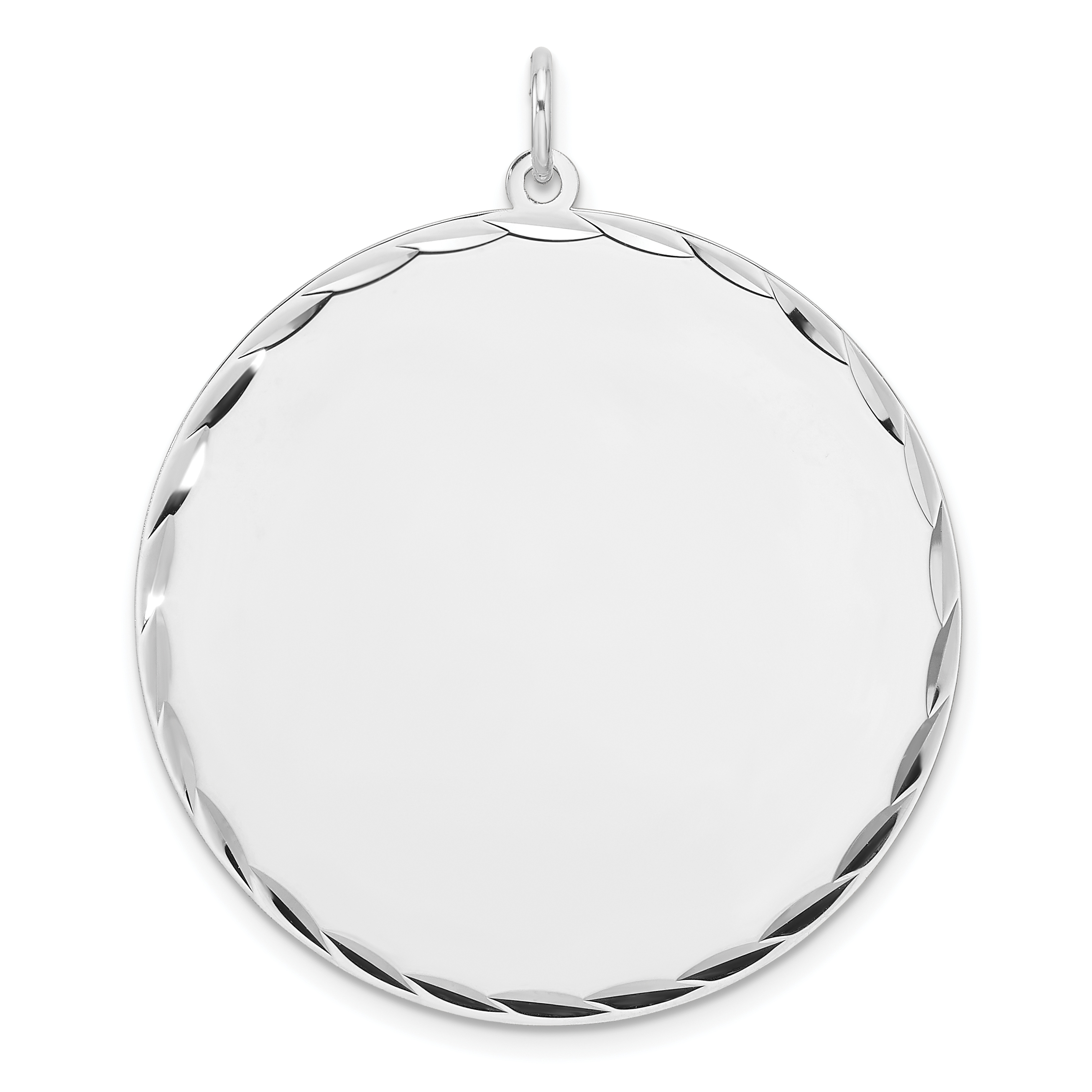 Sterling Silver Rhod-plated Eng. Rnd Polish Front/Satin Back Disc Charm (QM545/27)