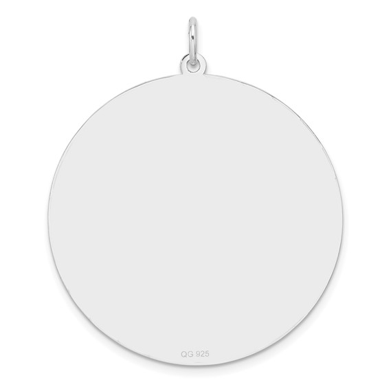 Sterling Silver Rhod-plated ENG. Round Polished Front/Back Disc Charm
