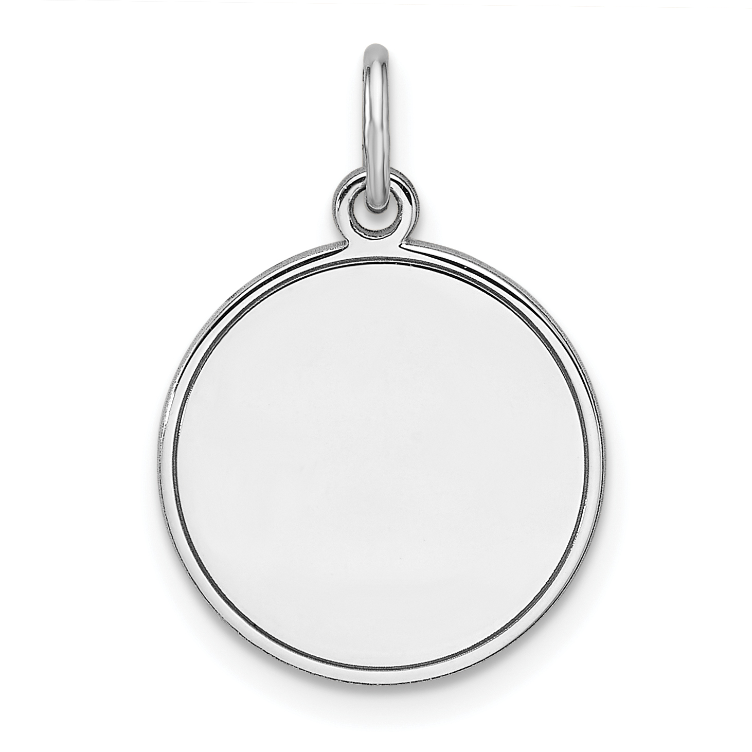 Sterling Silver Rhod-plated Eng. Rnd Polish Front/Satin Back Disc Charm (QM546/18)