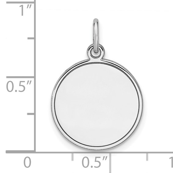 Sterling Silver Rhod-plated Eng. Rnd Polish Front / Back Disc Charm