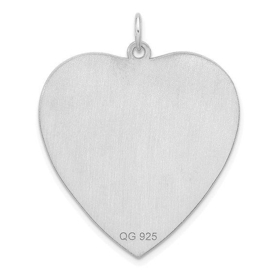 SS Rh-plt Engraveable Heart Polished Front/Satin Back Disc Charm