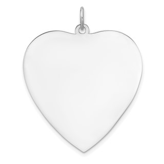SS Rh-plt Engraveable Heart Polished Front/Satin Back Disc Charm