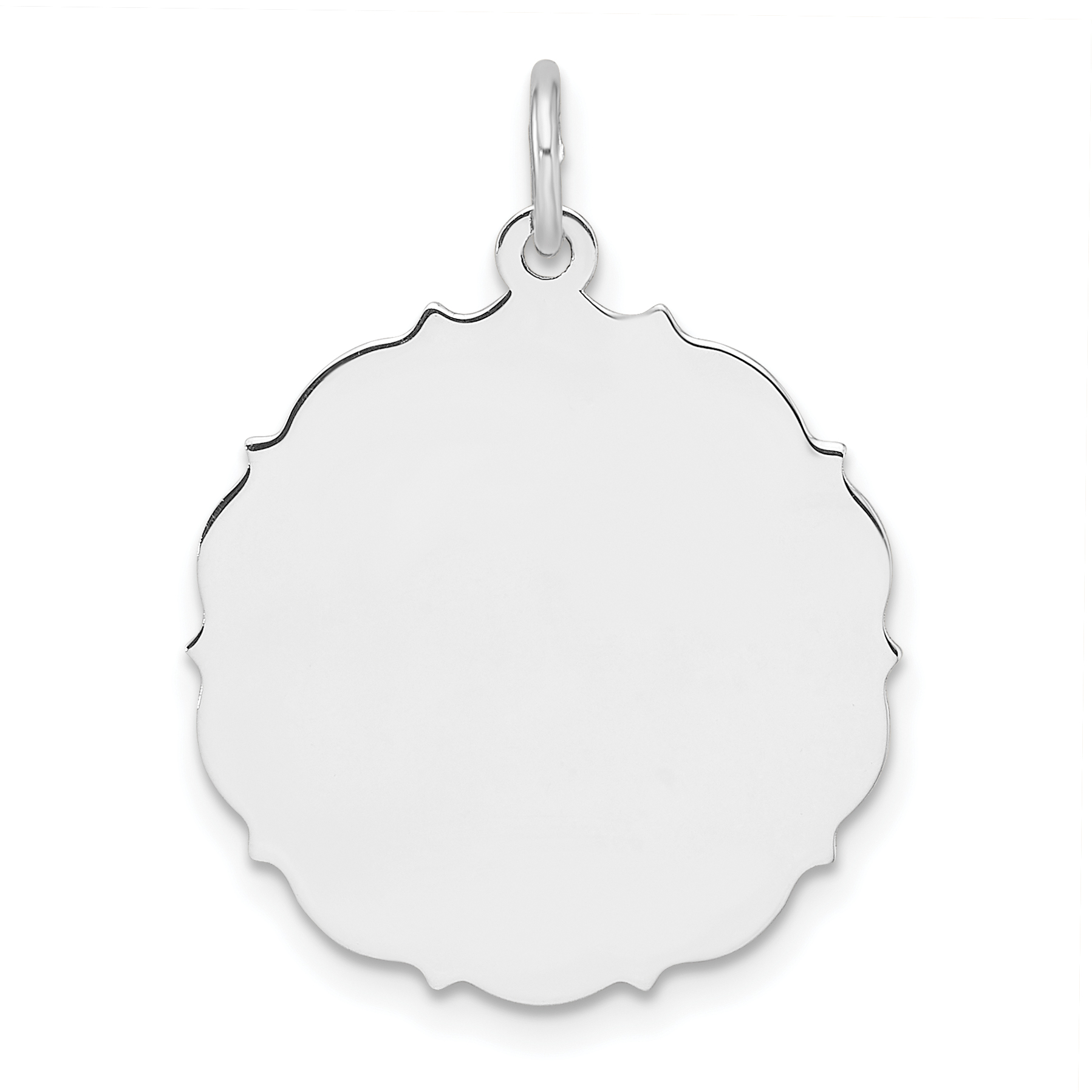Sterling Silver Rh-plt Engraveable Polished Front/Satin Back Disc Charm (QM552/18)