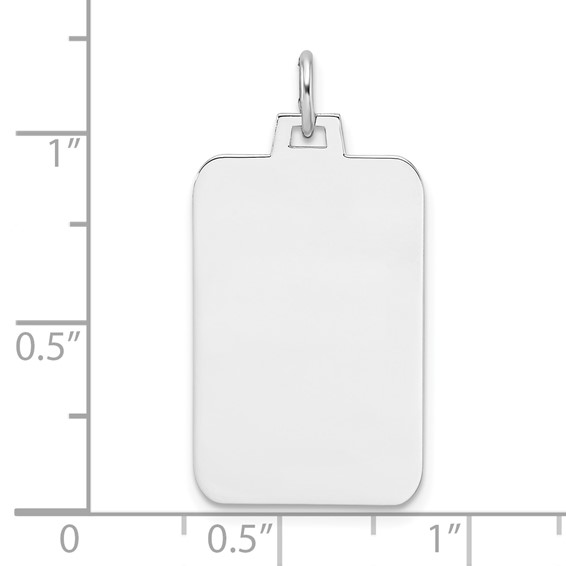 Sterling Silver Rhod.-plated Eng. Rect. Polish Front/Back Disc Charm