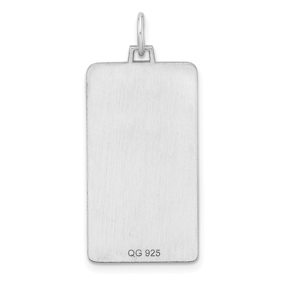 Sterling Silver Rhod-plate Eng. Rect. Polish Front/Satin Back Disc Charm