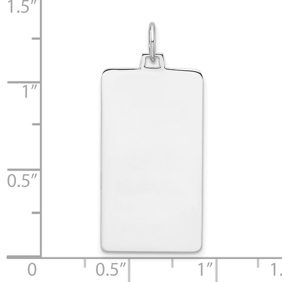 Sterling Silver Rhod-plate Eng. Rect. Polish Front/Back Disc Charm