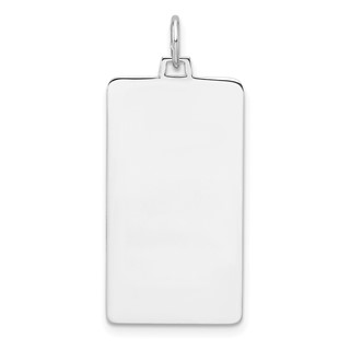 Sterling Silver Rhod-plate Eng. Rect. Polish Front/Back Disc Charm