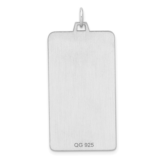 Sterling Silver Rhod-plate Eng. Rect. Polish Front/Satin Back Disc Charm