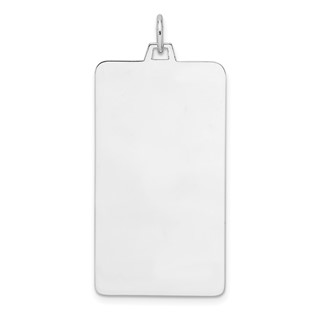 Sterling Silver Rhod-plate Eng. Rect. Polish Front/Satin Back Disc Charm