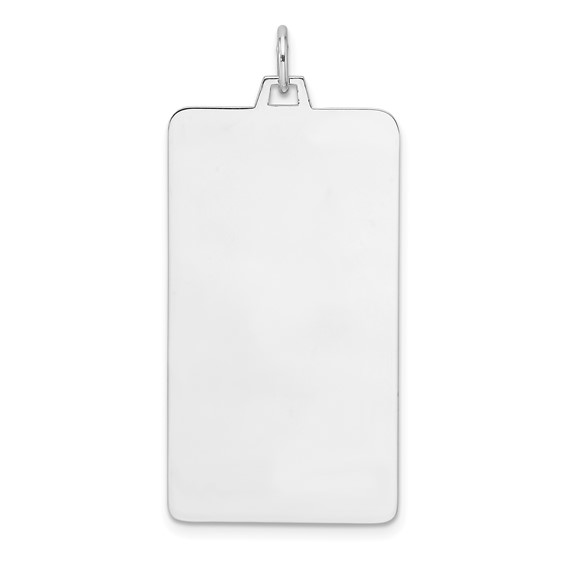 Sterling Silver Rhod-plate Eng. Rect. Polish Front/Satin Back Disc Charm