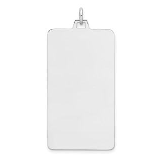 Sterling Silver Rhod-plate Eng. Rect. Polish Front/Satin Back Disc Charm