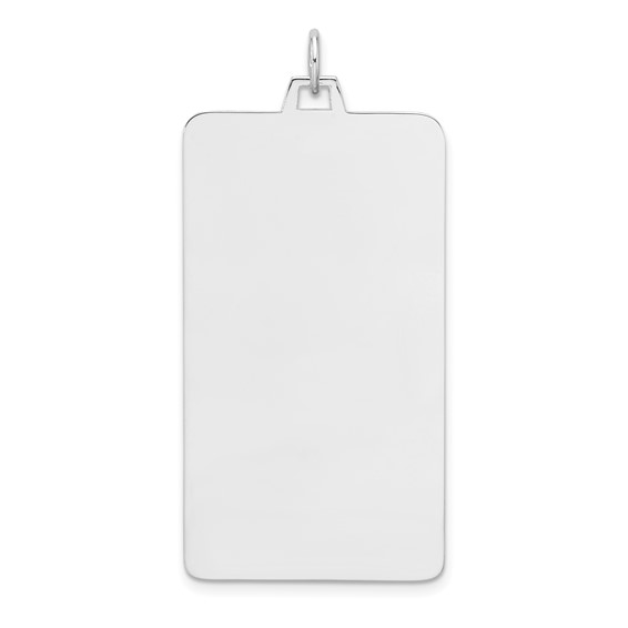 Sterling Silver Rhod-plate Eng. Rect. Polish Front/Satin Back Disc Charm