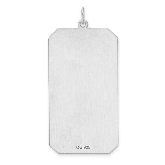 Sterling Silver Rhod-plate Eng. Rect. Polish Front/Satin Back Disc Charm
