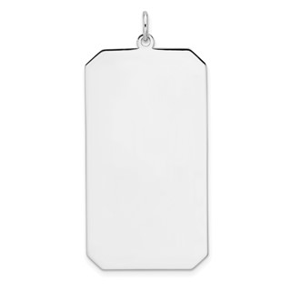 Sterling Silver Rhod-plate Eng. Rect. Polish Front/Satin Back Disc Charm