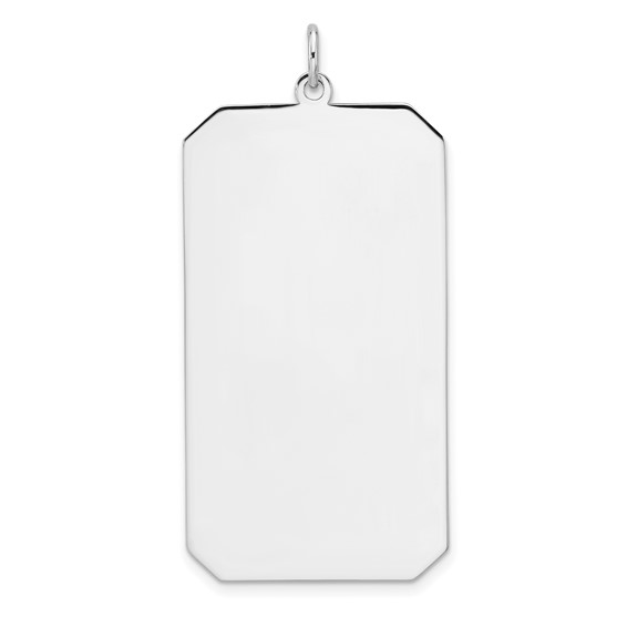 Sterling Silver Rhod-plate Eng. Rect. Polish Front/Satin Back Disc Charm