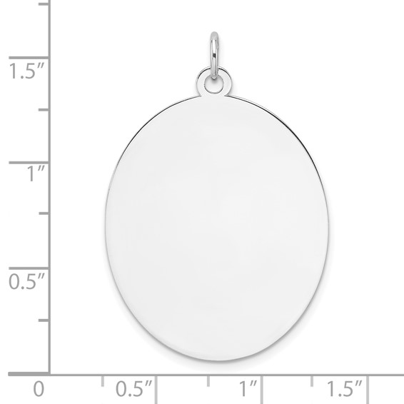 Sterling Silver Rhod-plate Eng. Oval Polish Front/Back Disc Charm