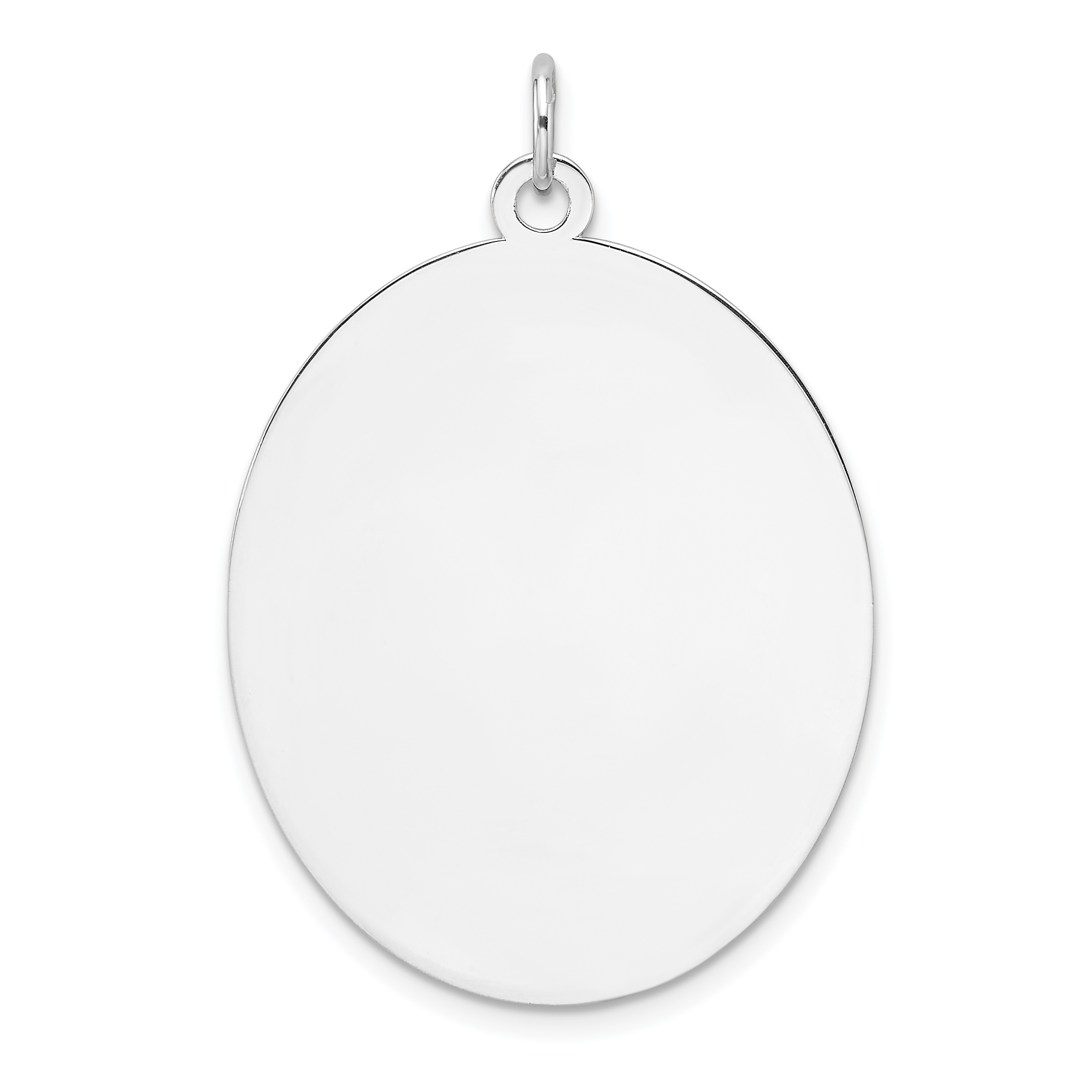 Sterling Silver Rhod-plate Eng. Oval Polish Front/Back Disc Charm (QM561/27P)