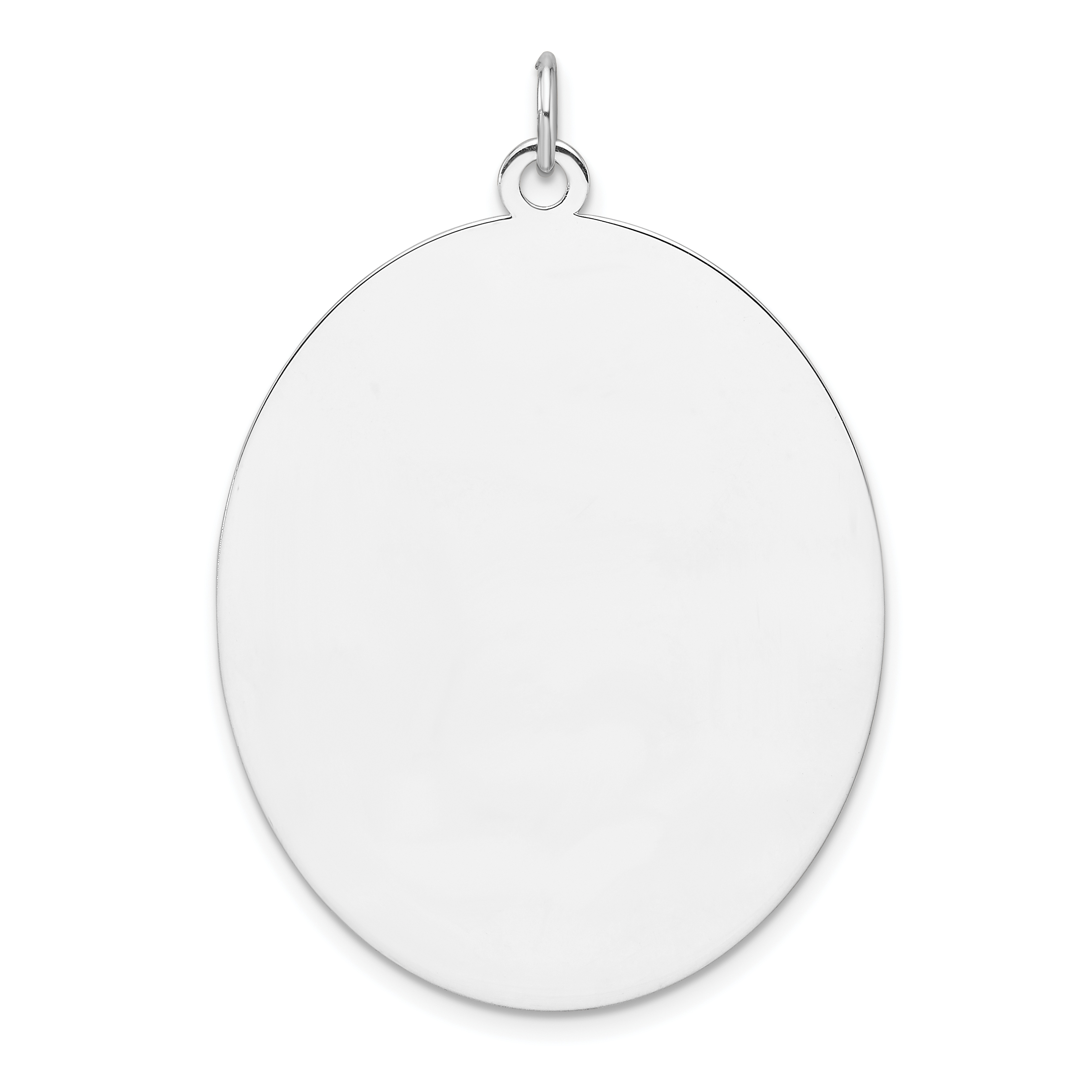 Sterling Silver Rhod-plate Eng. Oval Polish Front/Back Disc Charm (QM562/18P)