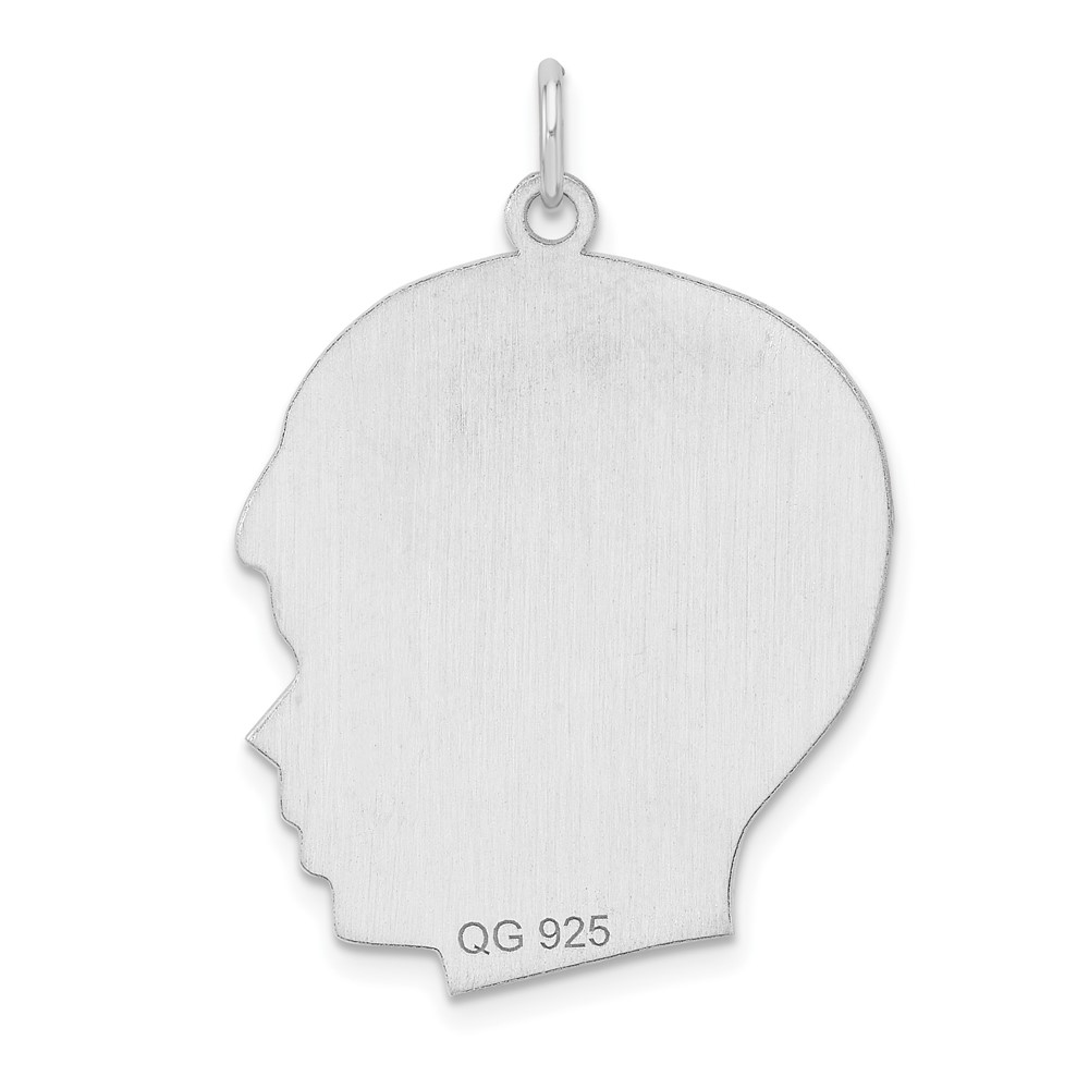 Sterl Silver Rh-plt Engraveable Boy Polished Front/Satin Back Disc Charm (QM563/35)