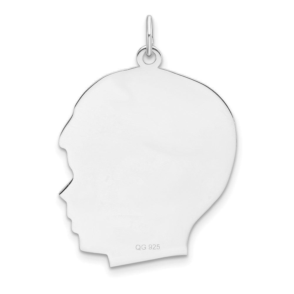 Sterling Silver Rh-plt Engraveable Boy Disc Charm Polish on Front/Back (QM563/18P)