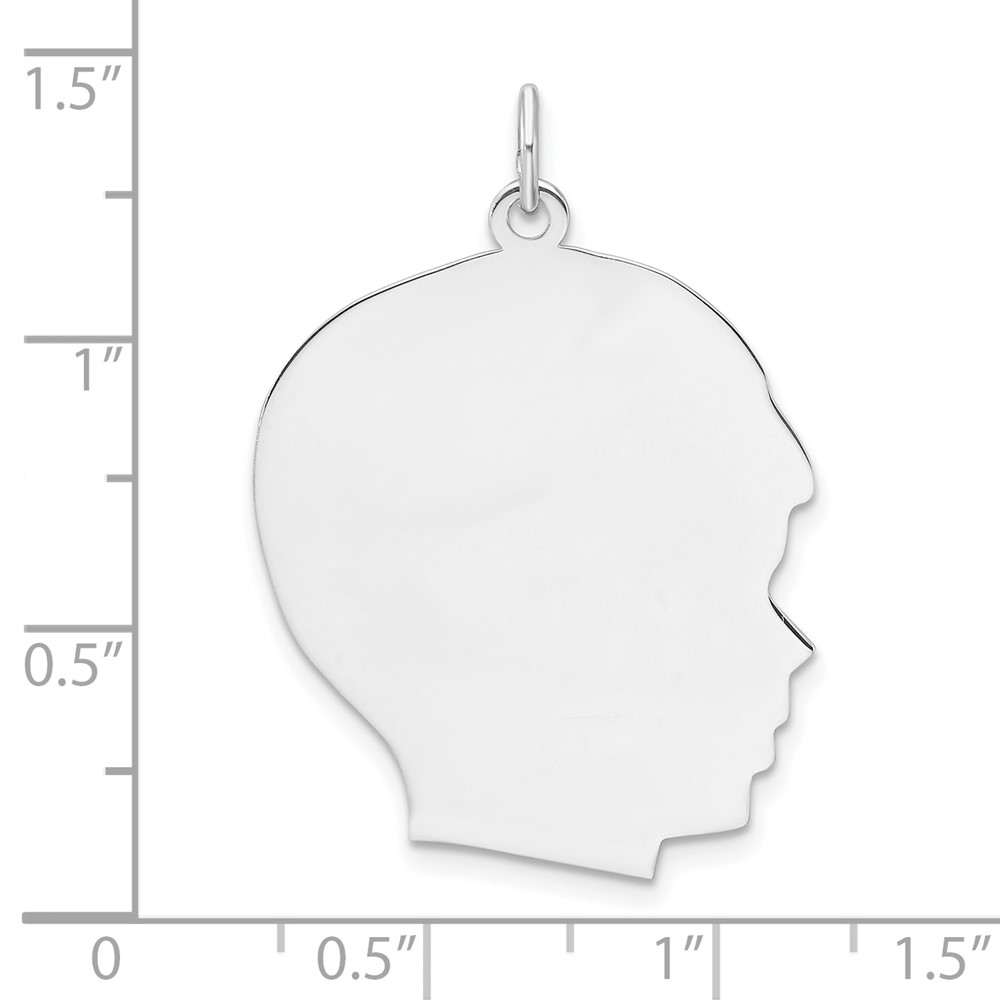 Sterling Silver Rh-plt Engraveable Boy Disc Charm Polish on Front/Back (QM563/18P)
