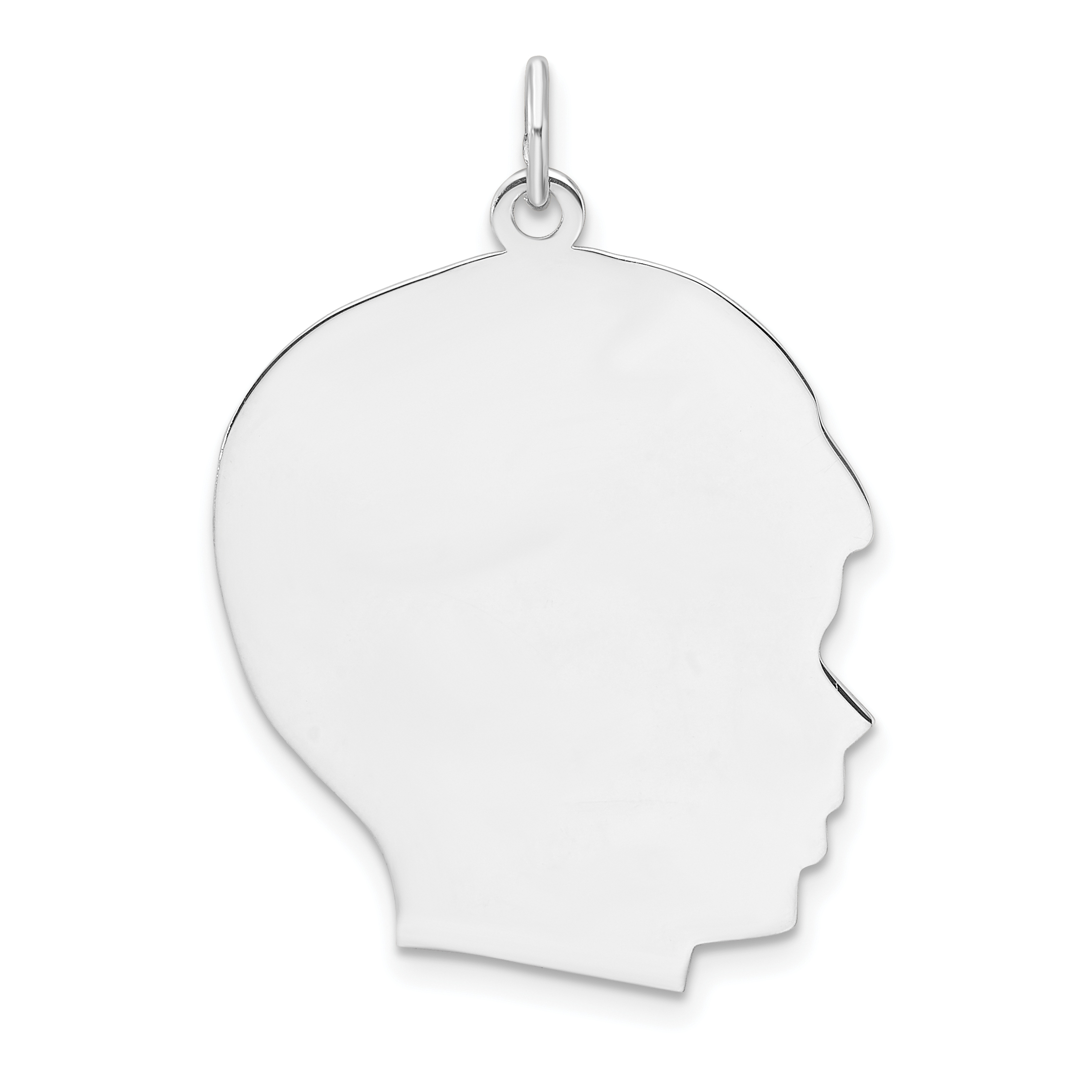Sterling Silver Rh-plt Engraveable Boy Disc Charm Polish on Front/Back (QM563/18P)