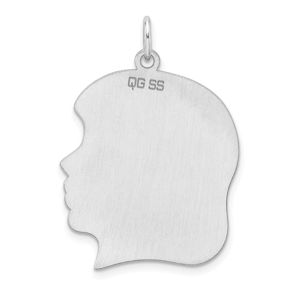 Sterl Silver Rh-plt Engraveable Girl Polished Front/Satin Back Disc Charm (QM564/18)