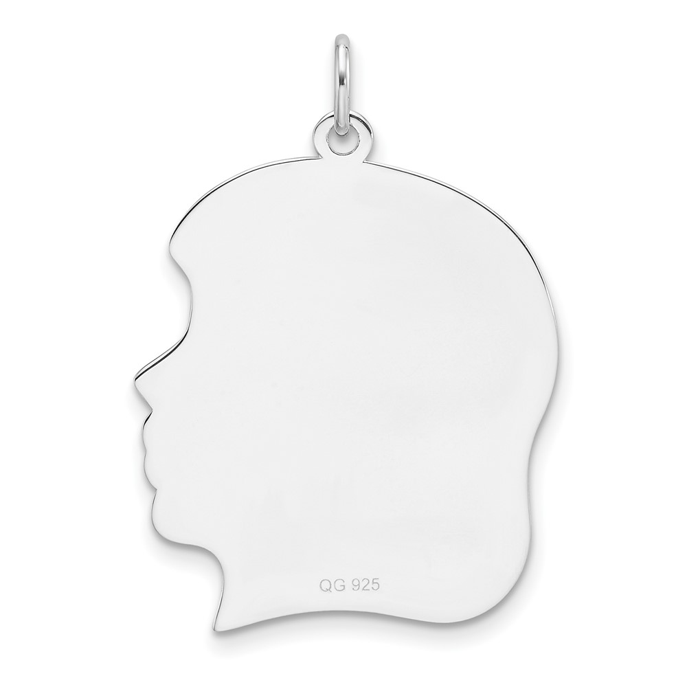 Sterling Silver Rh-plt Engraveable Girl Disc Charm Polish on Front/Back (QM564/50P)