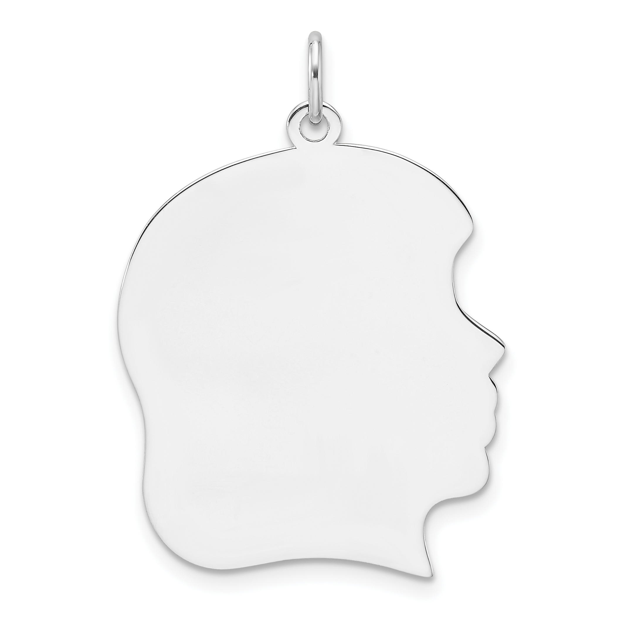 Sterling Silver Rh-plt Engraveable Girl Disc Charm Polish on Front/Back (QM564/27P)