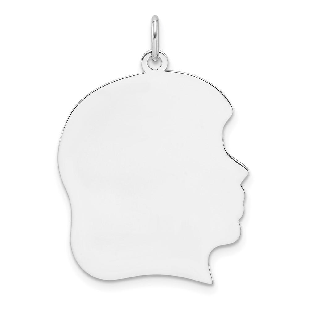 Sterling Silver Rh-plt Engraveable Girl Disc Charm Polish on Front/Back (QM564/27P)
