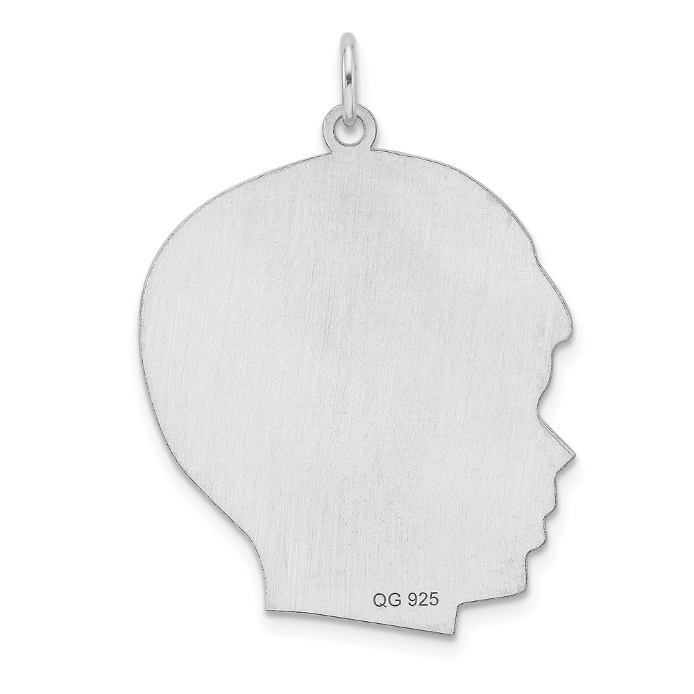 Sterling Silver Rhod-plate Eng. Boy Polished Front/Satin Back Disc Charm (QM565/50)