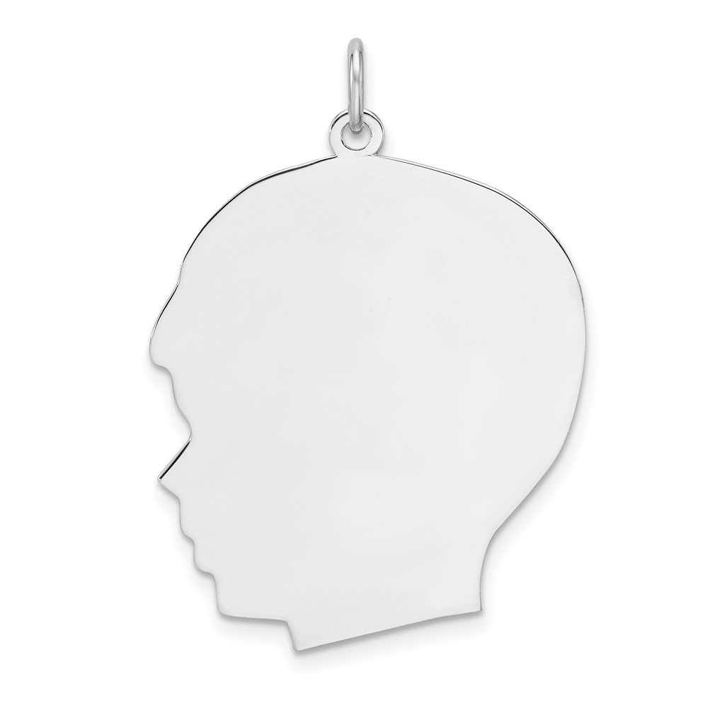 Sterling Silver Rhod-plate Eng. Boy Polished Front/Satin Back Disc Charm (QM565/35)